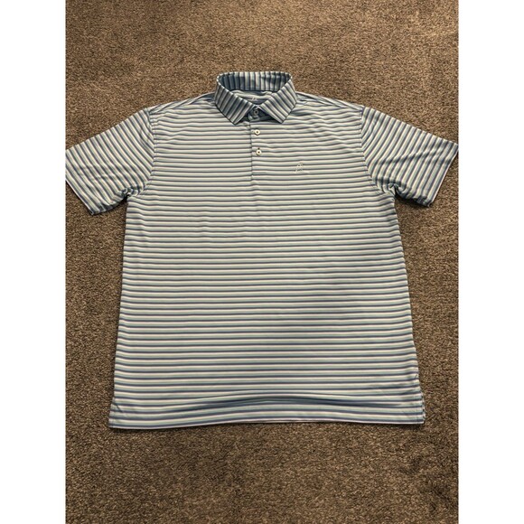 Rhoback Polo Shirt Mens M Blue Stripe Embroidered Casual Performance Golf Lot 3 - Picture 2 of 16